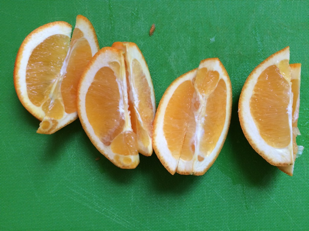 Cut up an orange into 8 wedges