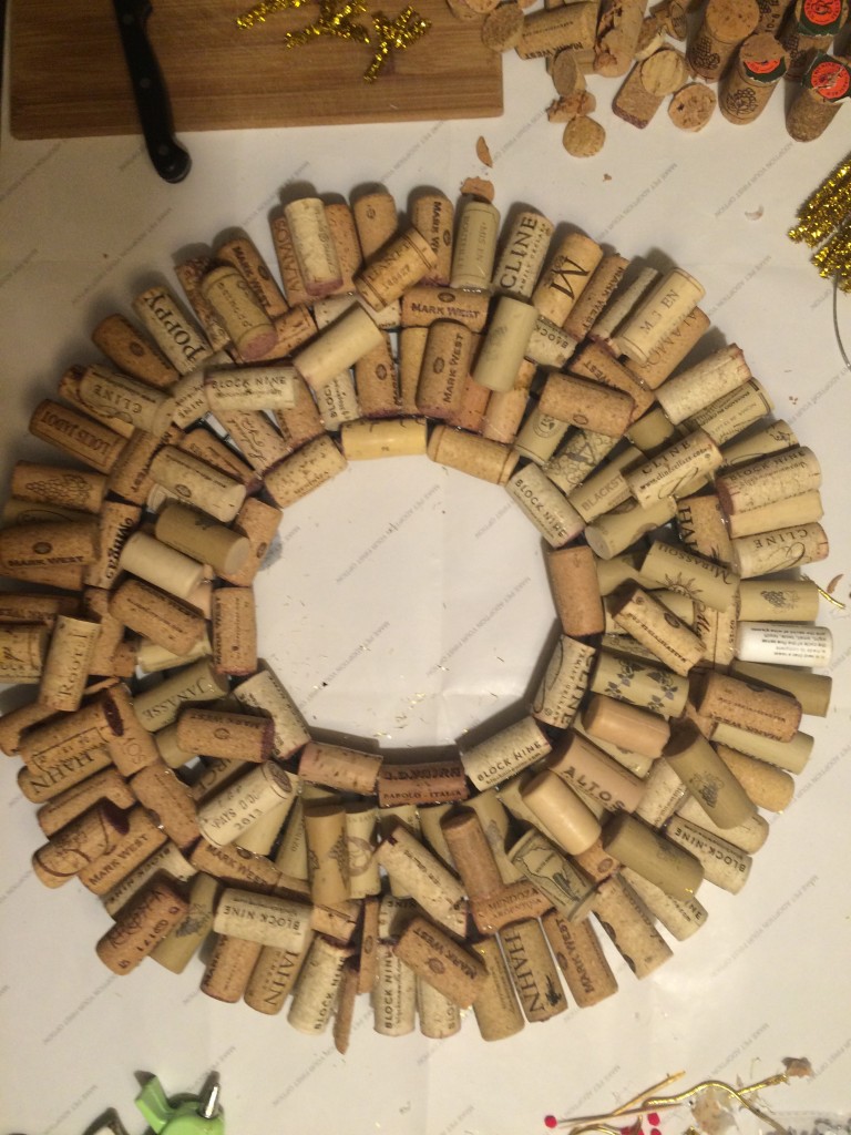 Once I had my base of corks, I just started applying corks at random. 